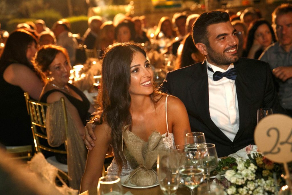 The couple at their reception dinner in Nicosia
