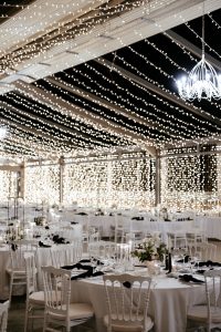 Table View, Wedding design - white napoleon chairs, white tablecloths and black details
